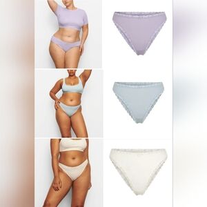 3pcs SKIMS LACE POINTELLE CHEEKY Brief/4X/BONE, SKY & LAVENDER NWT